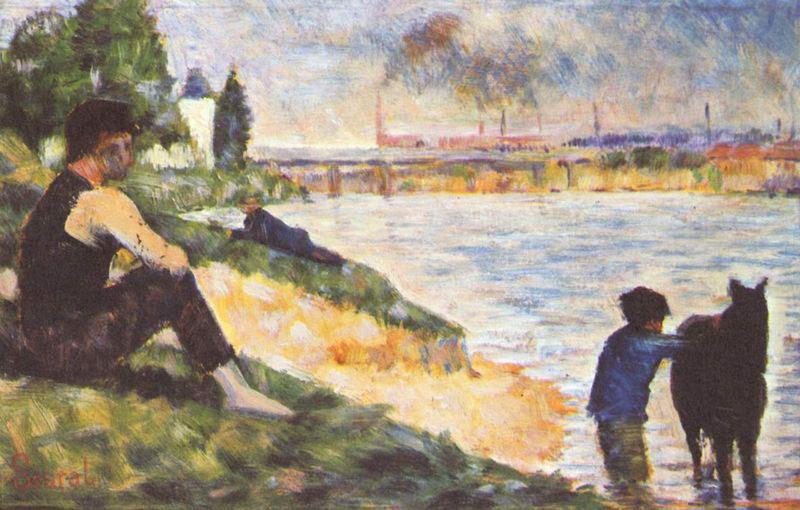 Georges Seurat Knabe mit Pferd oil painting image